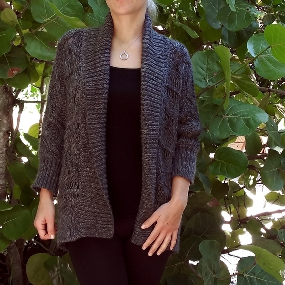 Express‎ wool alpaca blend gray open cardigan - Picture 1 of 11